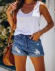 Women's Ripped Denim Shorts Mid Rise Distressed Jean Shorts