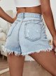 Women's tattered fashionable denim shorts