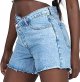 Women's cross over denim shorts High waisted stretch denim shorts