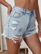 Women's tattered fashionable denim shorts