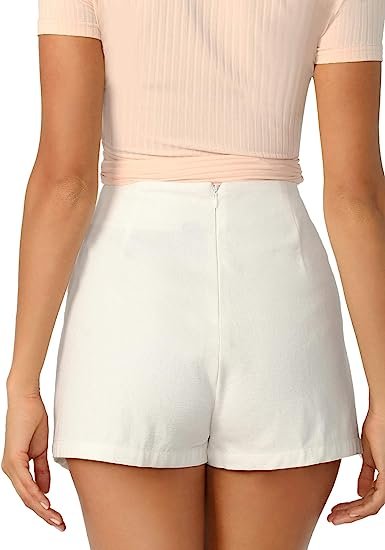 Women's Casual Mid Waist Zip Back Split Front Summer Solid Wrap Shorts