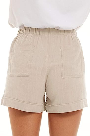 Women's Casual Cotton Shorts Drawstring Comfortable Elastic Waist Shorts