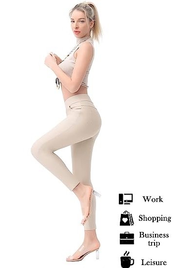 Women's elastic tight fitting formal pants in Mickey color