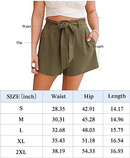 Women's High Waist Linen Shorts Summer Beach Paper Bag Shorts
