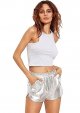 Ladies Yoga Hot Shorts Shiny Metallic Pants