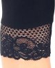 Women's Ultra Thin Stretch Cropped Leggings Black Lace Trim