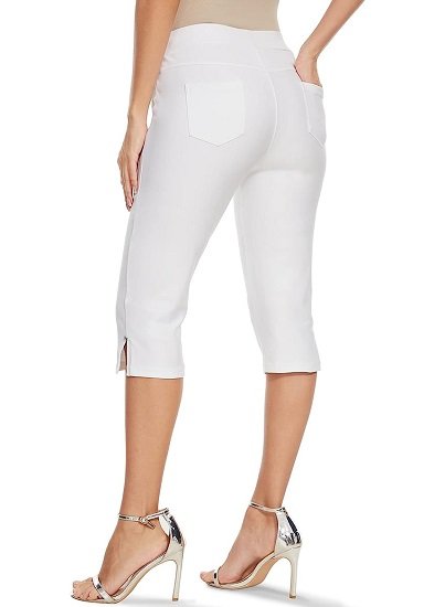 Ladies Cropped Wear Stretch High Waisted Navel Work Leggings with Pockets