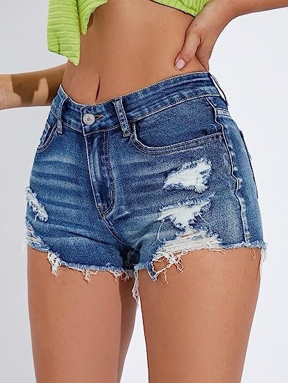 Women's Ripped Distressed Skinny Denim Shorts