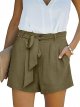Women's High Waist Linen Shorts Summer Beach Paper Bag Shorts