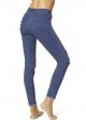 Women's torn knee high denim leggings